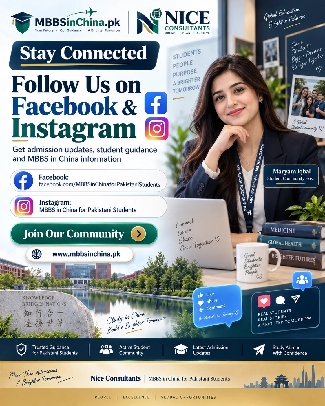 MBBS in China for Pakistani students social media community on Facebook and Instagram