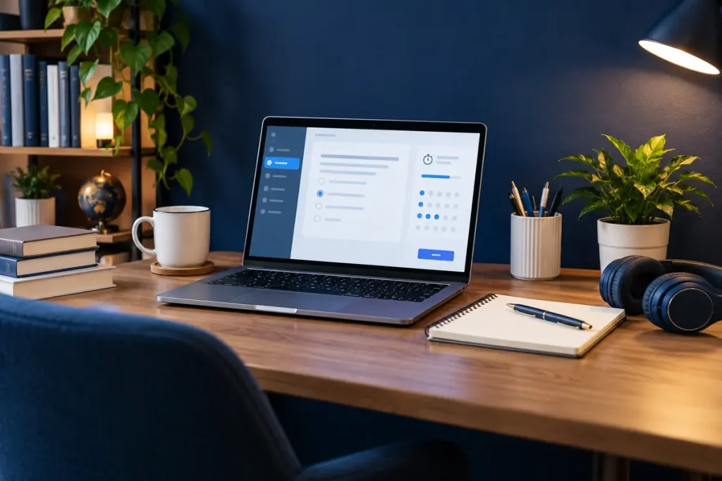 Illustration: Home workstation for an online assessment