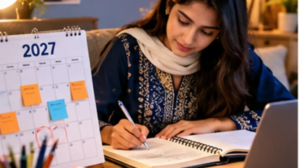 Pakistani student building a 2027 application calendar