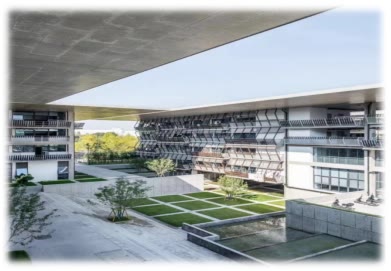 International student housing courtyard at Wenzhou Medical University